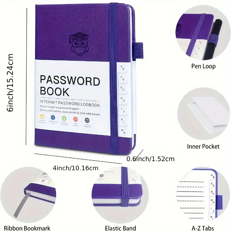 The Ultimate Password Keeper Book with Alphabetical Tabs – 6" x 4"