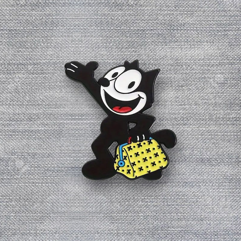 Vintage Style Black Cat with Magic Bag Alloy Pin